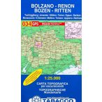   034. Bolzano - Renon, Bozen - Ritten - Tschögglberg turista térkép Tabacco 1: 25 000 