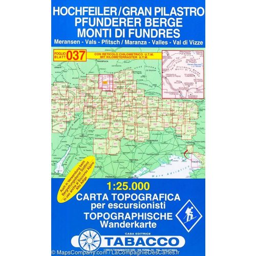 037. Gran Pilistro, Monti di Fundres turista térkép Tabacco 1: 25 000 