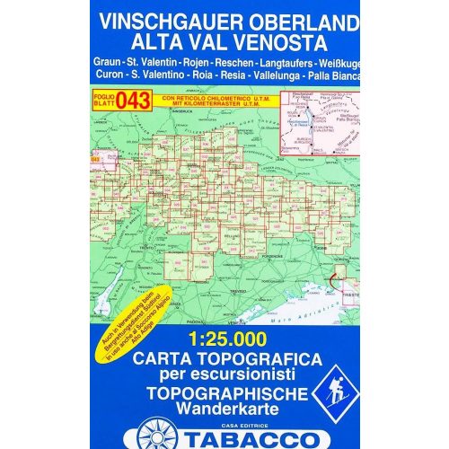 043. Alta Val Venosta, Vinschgauer Oberland With ski-touring routes turista térkép Tabacco 1: 25 000 