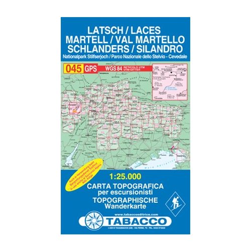 045. Val Martello-Silandro-Laces, Martell-Schlanders-Latsch turista térkép Tabacco 1: 25 000 