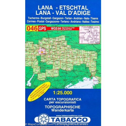 046. Lana - Val d Adige, Lana-Etschtal turista térkép Tabacco 1: 25 000 