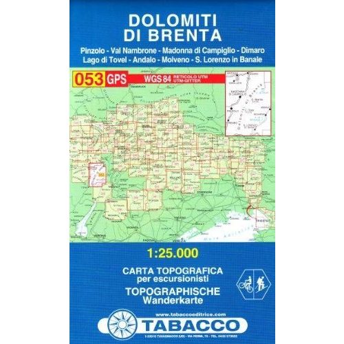  Dolomitok turistatérkép 053. Dolomiti di Brenta turista térkép Tabacco 1: 25 000   