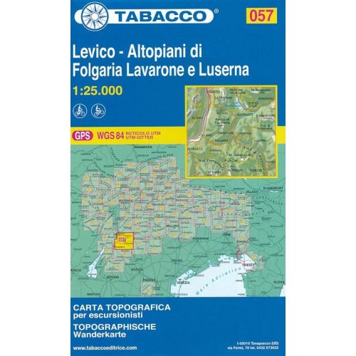 057. Levico - Altopiani di Folgaria Lavarone e Luserna turista térkép Tabacco 1: 25 000   