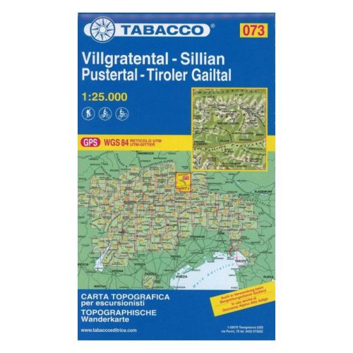 TAB 073. Villgratental, Sillian, Pustertal, Tiroler Gailtal turistatérkép 1:25 000  Tabacco 073  2019