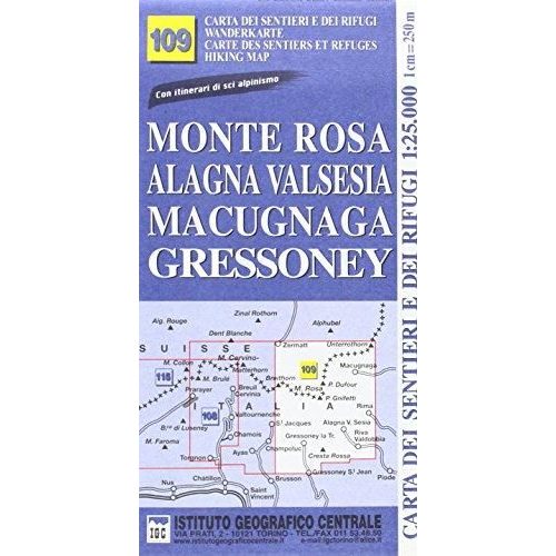 Monte Rosa térkép, Monte Rosa Alagna Valsesia turista térkép IGC 1:50 000 