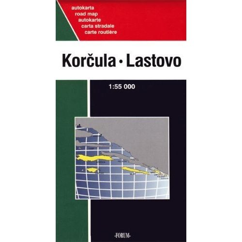 Korcula térkép, Korcsula, Lastovo, Mljet, Sipan, Lopud, Kolocep térkép Forum 1: 55000 