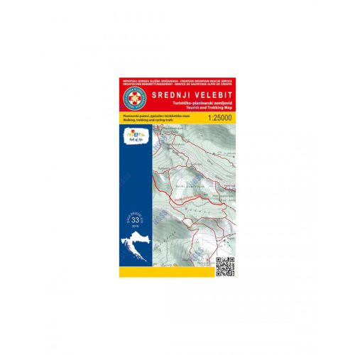 HG 33 Srednji Velebit térkép, Velebit turistatérkép 1:25e