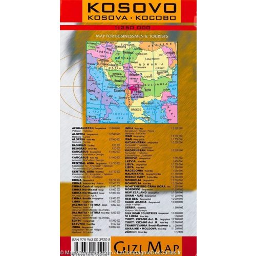 Kosovo térkép Geographical Gizi Map 1:250 000 