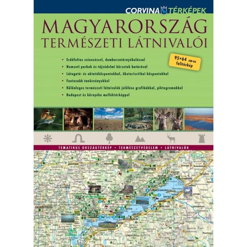 Magyarország térkép, Magyarország természeti látnivalói térkép Corvina 2017 