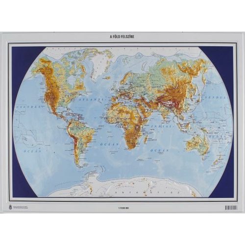 Világ dombortérkép, Föld dombortérkép MH. Föld felszíne és országai térkép 1:40Mio  107x76 cm