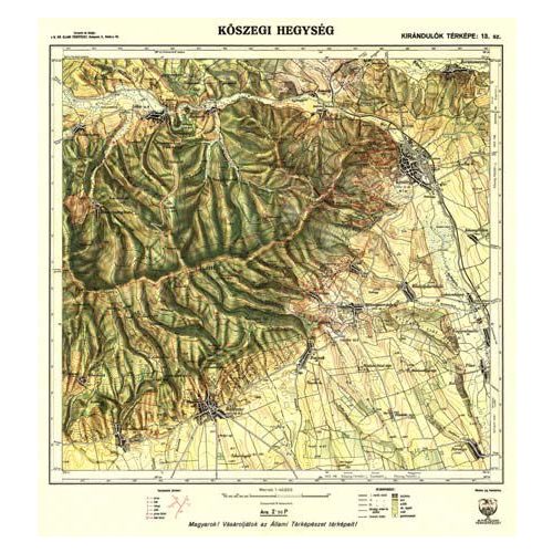 Kőszegi-hegység térkép antik, faximile 1922 HM 1:40 000 51x53