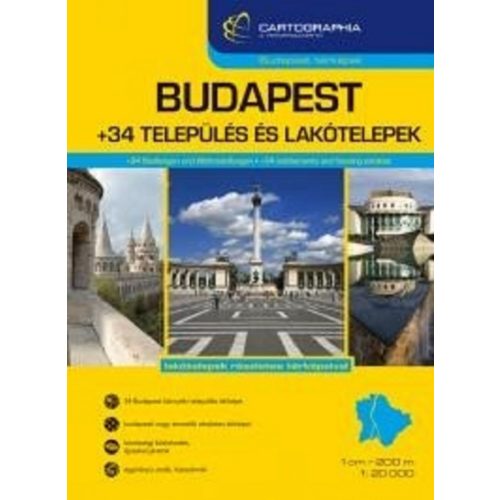  Budapest atlasz Cartographia, Budapest és 34 település térképe 1:20 000  1:10 000
