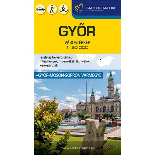 Győr város térkép 1:20 000 + Győr-Moson-Sopron vármegye térkép 1:230 000  Cartographia