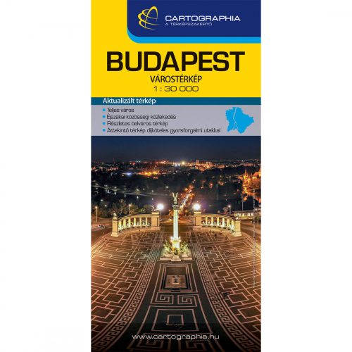  Budapest térkép Cartographia 1:30e Budapest várostérkép hajtott 2022