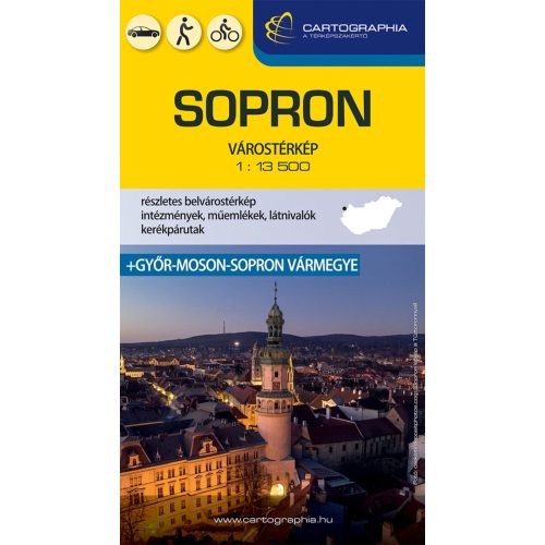 Sopron város térkép, Sopron térkép 1:13 500 + Győr-Moson-Sopron vármegye térkép Cartographia