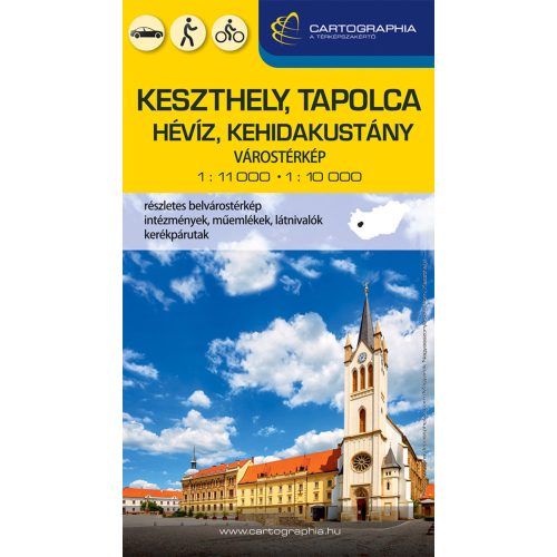 Keszthely város térkép, Hévíz, Tapolca, Kehidakustány térkép 1:11 000/ 1:10 000 Cartographia