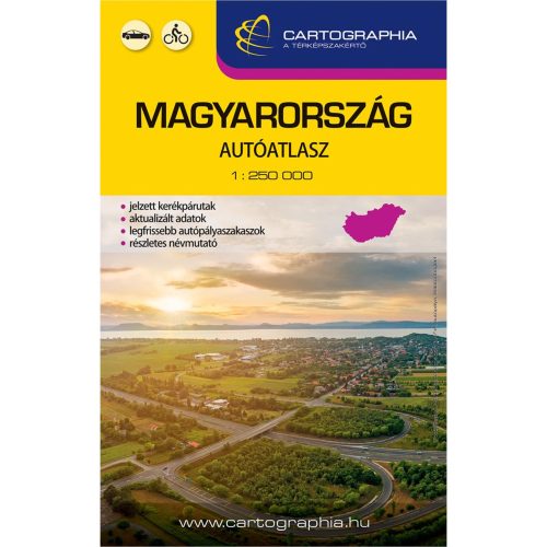  Magyarország autóatlasz Cartographia kesztyűtartó méret  1:250 000  Magyarország autós atlasz, Magyarország közlekedési térkép