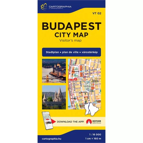 Budapest térkép belváros, Budapest várostérkép 1:16e. Cartographia  Budapest City térkép 2024.