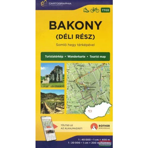 Bakony turistatérkép Bakony dél  1:40 000, Somló turistatérkép Cartographia 2024