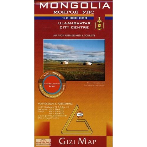 Mongólia térkép domborzati Gizi Map 1:2 000 000  