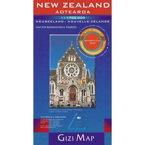 Új Zéland, New Zealand térkép Gizi Map 1:1 700 000 