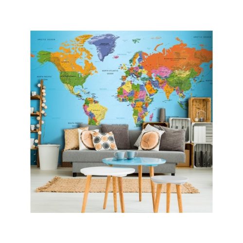 Öntapadó fotótapéta - World Map: Colourful Geography 245x175