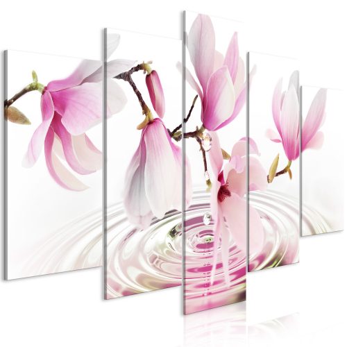 Vászonkép - Magnolias over Water (5 Parts) Wide Pink 200x100