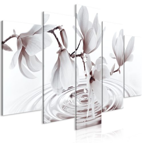 Vászonkép - Magnolias over Water (5 Parts) Wide Grey 200x100