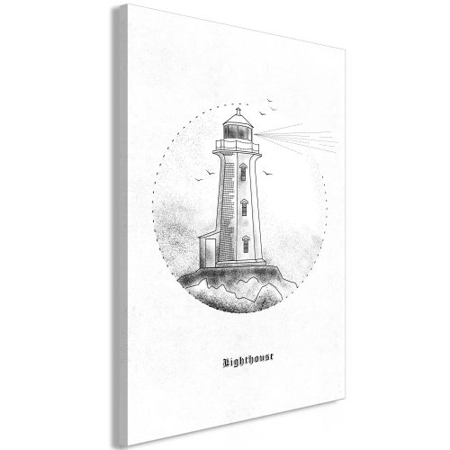 Kép - Black and White Lighthouse (1 Part) Vertical 40x60