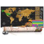   KAPARÓS TÉRKÉP - GOLDEN MAP kaparós világtérkép - Lekaparható világtérkép 100 x 50  cm angol nyelvű - krémszínű hengerben