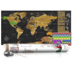   KAPARÓS TÉRKÉP - GOLDEN MAP kaparós világtérkép - Lekaparható világtérkép 100 x 50  cm angol nyelvű - fehér hengerben