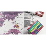KAPARÓS TÉRKÉP - BROWN MAP kaparós világtérkép - Lekaparható világtérkép 100 x 50  cm angol nyelvű - krémszínű hengerben