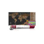    KAPARÓS TÉRKÉP - BROWN MAP kaparós világtérkép - Lekaparható világtérkép 100 x 50  cm angol nyelvű - bordó hengerben