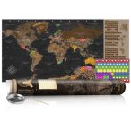   KAPARÓS TÉRKÉP - BROWN MAP kaparós világtérkép - Lekaparható világtérkép 100 x 50  cm angol nyelvű - barna hengerben 