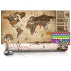   KAPARÓS TÉRKÉP - VINTAGE MAP kaparós világtérkép - Lekaparható világtérkép 100 x 50  cm angol nyelvű - krémszínű hengerben