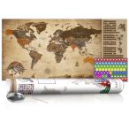   KAPARÓS TÉRKÉP - VINTAGE MAP kaparós világtérkép - Lekaparható világtérkép 100 x 50  cm angol nyelvű - fehér hengerben
