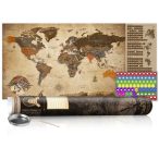    KAPARÓS TÉRKÉP - VINTAGE MAP kaparós Föld térkép - Lekaparható világtérkép 100 x 50  cm angol nyelvű - barna hengerben 