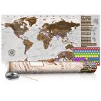    KAPARÓS TÉRKÉP - GREY MAP kaparós világtérkép - Lekaparható világtérkép 100 x 50  cm angol nyelvű - krémszínű hengerben