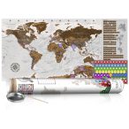   KAPARÓS TÉRKÉP - GREY MAP kaparós világtérkép - Lekaparható világtérkép 100 x 50  cm angol nyelvű - fehér hengerben