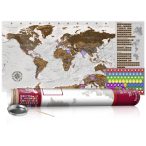   KAPARÓS TÉRKÉP - GREY MAP kaparós világtérkép - Lekaparható világtérkép 100 x 50  cm angol nyelvű - bordó hengerben