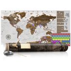   KAPARÓS TÉRKÉP - GREY MAP kaparós világtérkép - Lekaparható világtérkép 100 x 50  cm angol nyelvű - barna hengerben 