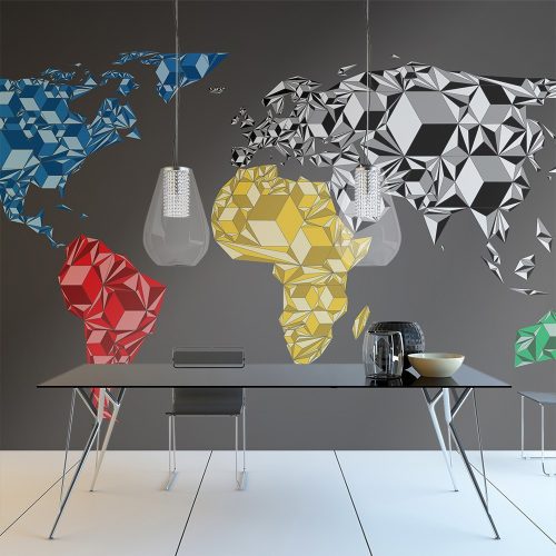 Fotótapéta térkép - Map of the World - colorful solids Világtérkép 450x270