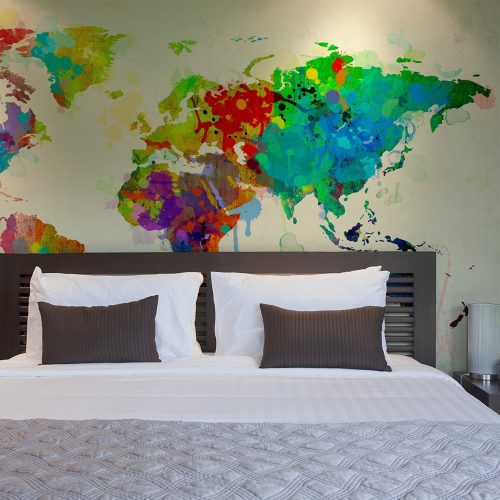 Fotótapéta térkép - Paint splashes map of the World Világtérkép 300x231
