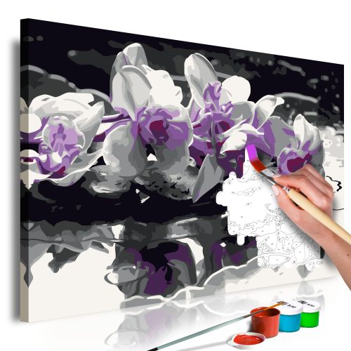 Kifestő - Purple Orchid (Black Background & Reflection In The Water) 60x40