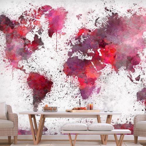 Öntapadó fotótapéta - World Map: Red Watercolors 441x315