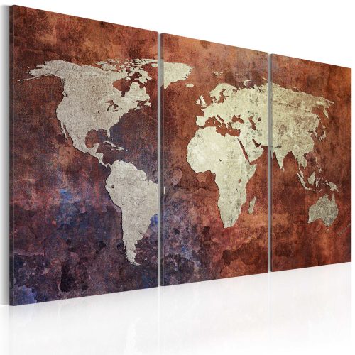 Kép - Rusty map of the World - triptych 60x40
