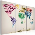   Kép - The World térkép - színes füst nyomvonalak - triptych