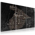   Kép - falitérkép - Map of Spain on the blackboard - triptich Spanyolország térkép 120x60