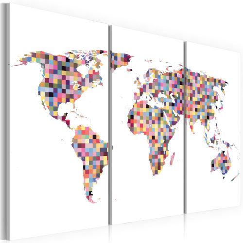 Kép - Map of the World - pixels - triptych