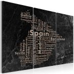   Kép - falitérkép - Text map of Spain on the blackboard - triptych 120x80